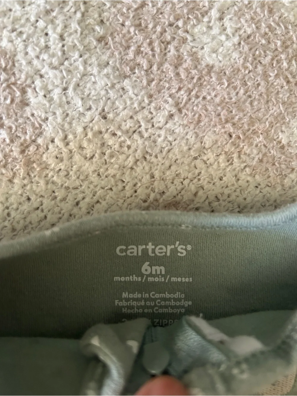 Carter's Sage Green Heart-Print Footed Sleep and Play Pajamas